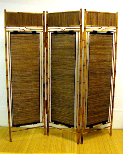 Platform Beds Francisco on Shoji Screen Bamboo With Coconut Roots Three Panels Natural Finish