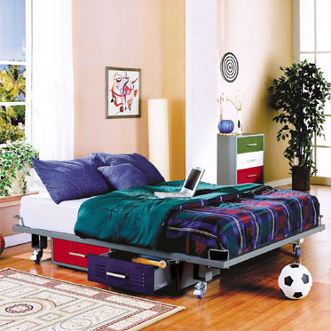 Teen Full Size Bed with attached storage drawers
