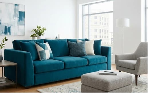 Modern living room with unique shape cushions and throw pillows custom made