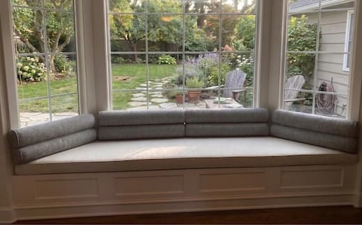 couch and chair in living room setting with custom made cushion covers