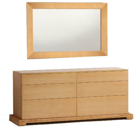 Trestles Landscape Mirror And 6 Drawer Dresser In Light Maple Finish