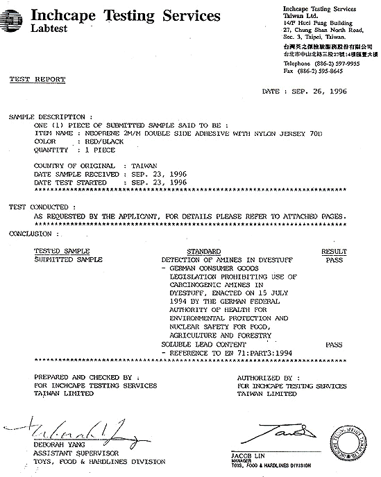 Inchcape Test Report page 1