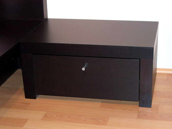 Contemporary Bed Nightstand With Drawer In Weng Eacute Finish