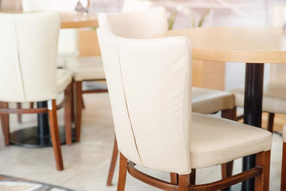 Dining room with upholstered dining chairs