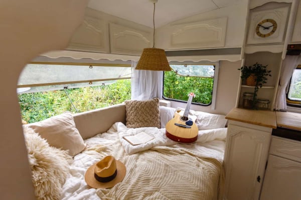 RV with mattress and pillows