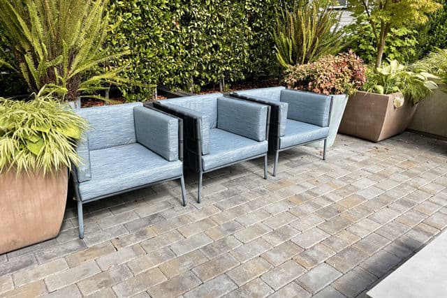 Firm Outdoor cushion chairs at Aventine Apartments in Hercules CA provided by FoamOrder. 
