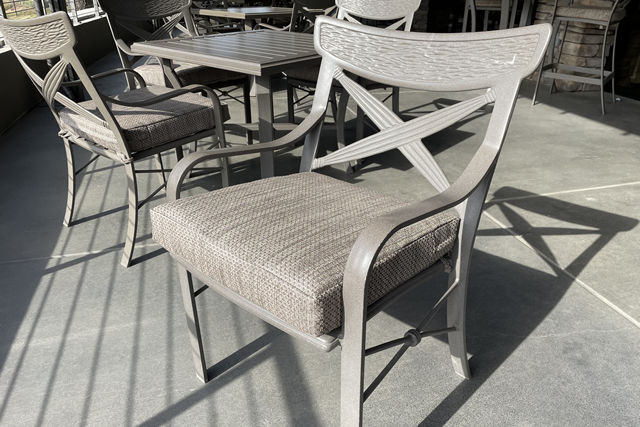 Chair with custom cushion provided through Foam Order property management cushion maintenance program 