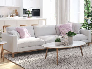 White Couch and Tables with Plants in Room