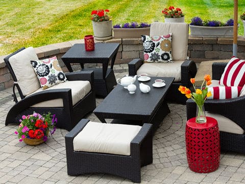 Black Chairs and Table with Cream Color Cushions