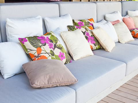 Deep Seating Couch with Multi-color Pillows