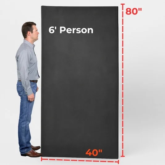 Man standing next to sheet of EVA foam sheet for perspective