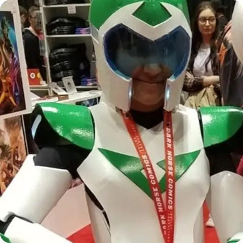 Girl wearing cosplay costume made from EVA foam