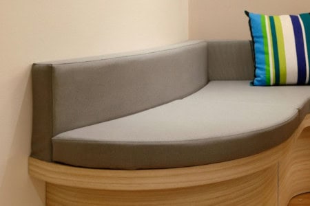 Custom Cut cushion for odd shape bench with back cushion