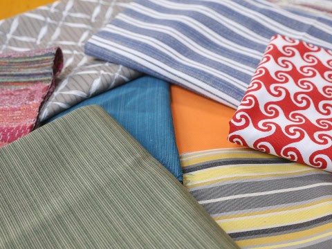variety of different fabric samples for custom shape cushions