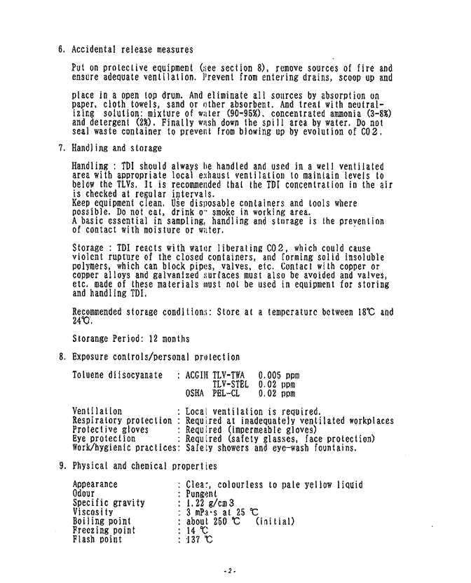 Memory Foam MSDS page 2