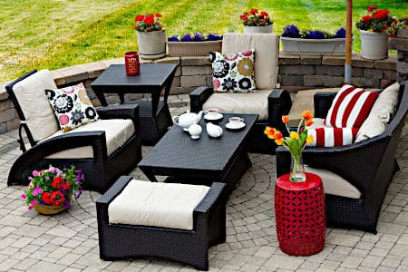 Black Chairs and Table with Cream Color Cushions