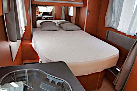 White Round Corner Mattress for Van with Pillows