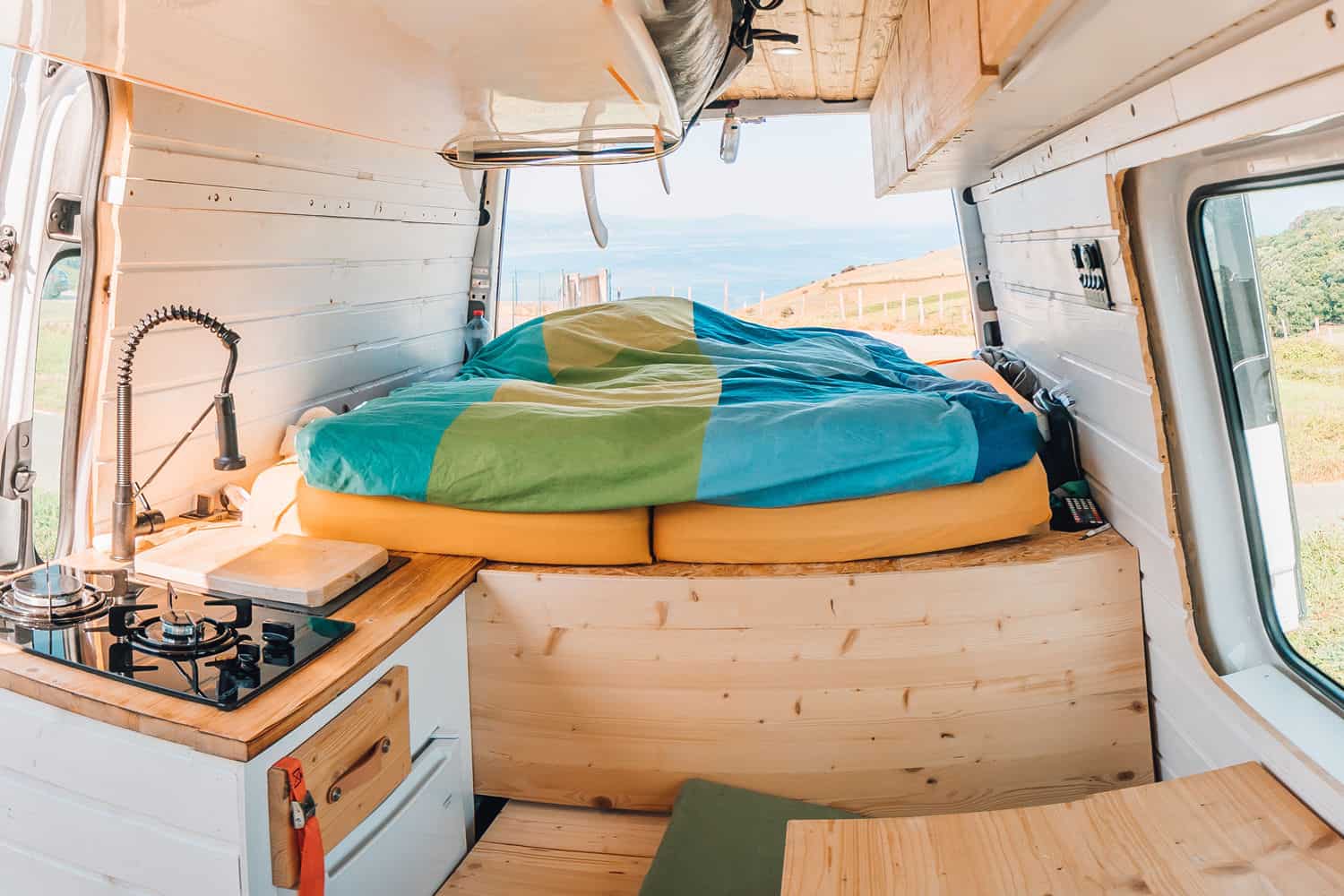 Double Mattress with Bedsheet in Sprinter Van